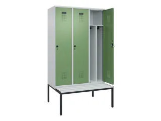 locker met bank,voor scheiding van kleding,HxBxD 2120x1200x815mm,3vak - 1
