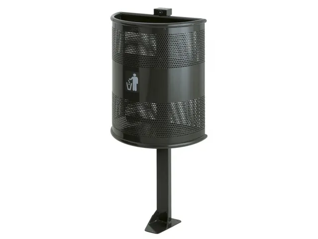 Corbeille d'extérieur demi-ronde 35L sur Poteau Graphite