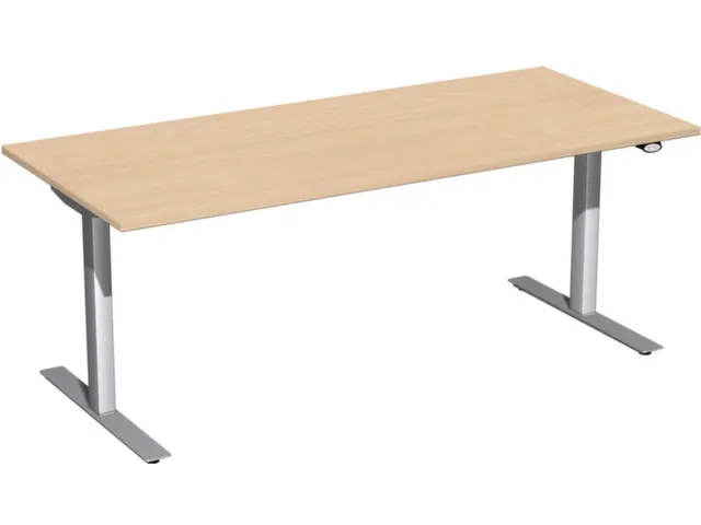 Av. régl. él. hauteur bureau assis/debout,finition hêtre