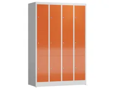 Lockerkast 1800x1185x500mm 4x3 vakken cilinderslot, sokkel, RAL3000