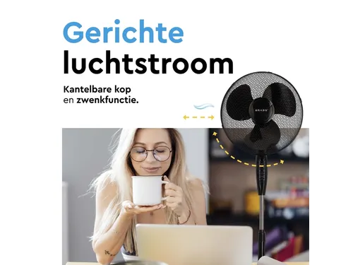 Statiefventilator BRASQ met remote Ø 40cm zwart