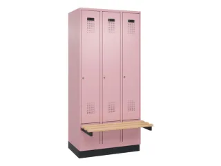 locker met bank,HxBxD 1950x900x815mm,3vak,vak B 300mm,cilinderslot - 2