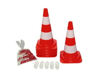 pylonenset,5kegels,H 750mm,PE,rood/wit,fluorescerend - 2