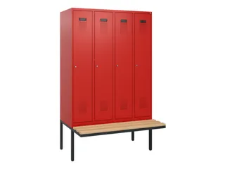 locker met bank,HxBxD 1950x1200x815mm,4vak,vak B 300mm,cilinderslot - 2