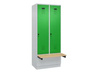 locker met bank,HxBxD 1950x800x815mm,2vak,vak B 400mm,draaigrendel - 2
