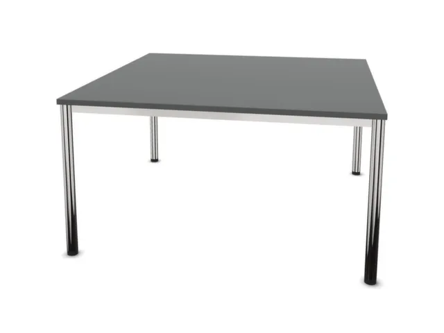vergadertafel 74x140x140cm vierkant 4voeten verchroomd MS-donkergrijs