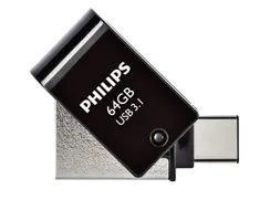 USB stick 3.1 Philips 2in1 USB-C USB-A 64GB zwart