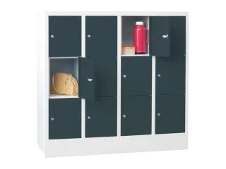 lockerkast,HxBxD 1187x1200x500mm,4x3vakken,RAL7035,front RAL7016 - 2