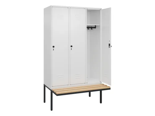 locker met bank,HxBxD 2120x1200x815mm,3vak,vak B 400mm,draaigrendel