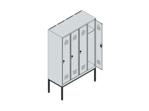 locker,HxBxD 1950x1200x500mm,4vak,vak B 300mm,cil.-slot,voetonderstel