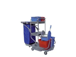 reinigingswagen,mopwringer,zakhouder,bak,emmer 2x15l/2x9l ROOD/BLAUW - 1