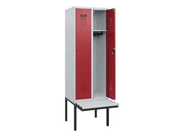 locker met bank,HxBxD 1950x600x815mm,2vak,vak B 300mm,cilinderslot