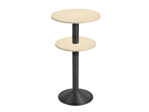 statafel,HxØ 1100x600mm,rond,schotelvoet zwart,blad esdoorn,2e blad