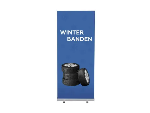 Roll-Banner 85x200 complete set met print "Winterbanden"