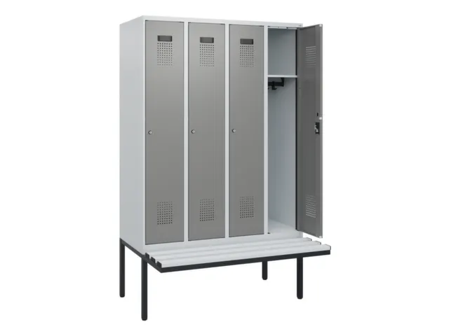 locker met bank,HxBxD 1950x1200x815mm,4vak,vak B 300mm,cilinderslot
