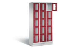 Lockerkast 1800x900x500mm 3x5 vakken Cilinderslot, Sokkel, RAL3003