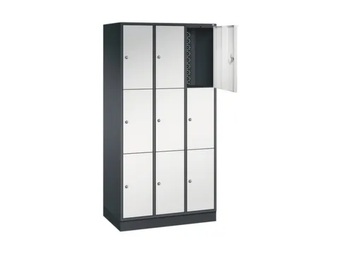 lockerkast,RAL 7021/RAL 7035,HxBxD 1950x920x500mm,3x3vakken,cil.-slot