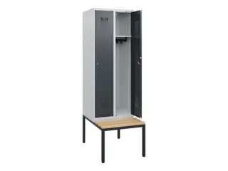 locker met bank,HxBxD 1950x600x815mm,2vak,vak B 300mm,cilinderslot - 1
