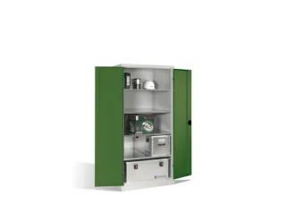 universele kast,HxBxD 1950x930x800mm,4xStalen bodem,cil.-slot,sokkel - 1
