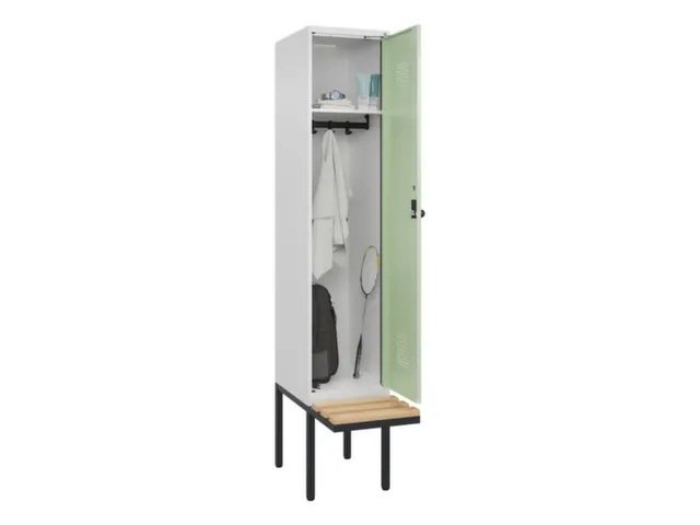 locker met bank,HxBxD 2120x400x815mm,1vak,vak B 400mm,draaigrendel