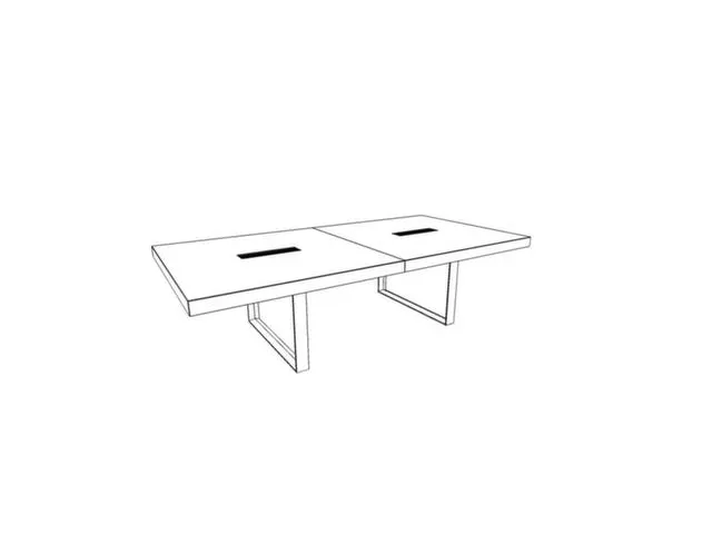 Table De Conférence Hxlxp 730X2800X1400Mm Piètement Traîneau Platea