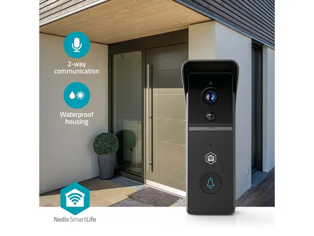 Videodeurbel Nedis Smartlife Wifi 3MP Full HD 1296p zwart
