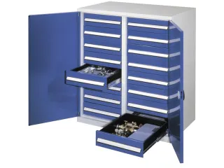 Materiaalkast Scheidingswand Dub Deur 1100x1000x600mm 16laden Ral5010 - 1