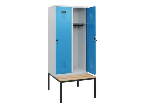 locker met bank,HxBxD 1950x800x815mm,2vak,vak B 400mm,draaigrendel