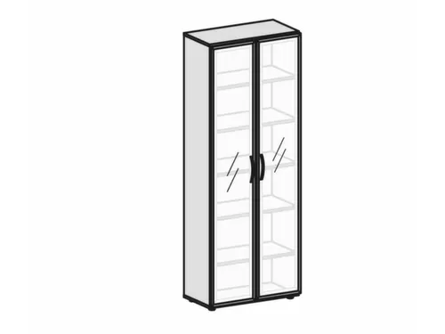 kantoorkast HxBxD 2160x800x420mm romp wit glazen deur