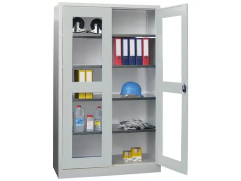 Vitrinekast Hxbxd 1950x1200x400mm Draaideuren Ral7035 Front Ral7035