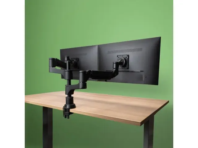 Dubbele Monitorarm R-Go-Tools Caparo 4 gasveer 2 beeldschermen Zwart