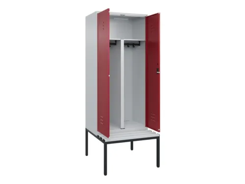 PBM-locker met bank,HxBxD 2120x800x815mm,2vak,vak B 400mm,cil.-slot