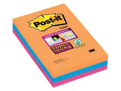 Memoblok 3M Post-it 4690 Super Sticky 101x152mm lijn Bangkok Assorti