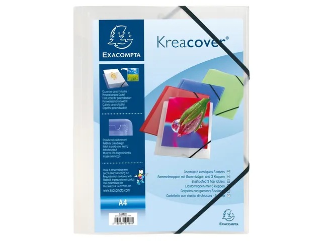 Kreacover Elastomap A4 Transparant Polypropyleen Met 3 Kleppen