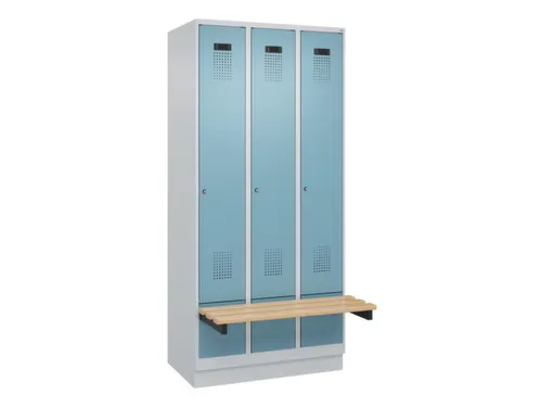 locker met bank,HxBxD 1950x900x815mm,3vak,vak B 300mm,cilinderslot