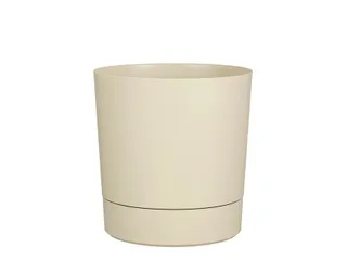 Plantenpot Mica Coco met schotel rond beige 23.5 x 22.5 cm - 1