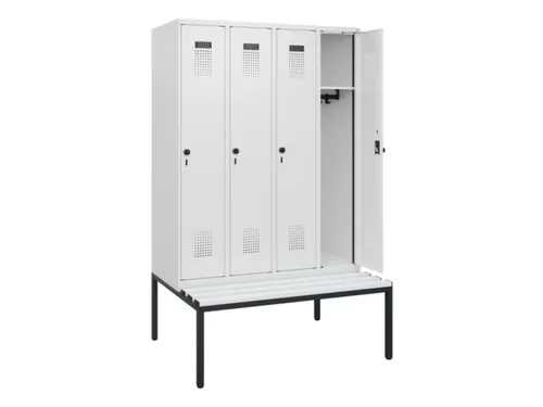 locker met bank,HxBxD 1950x1200x815mm,4vak,vak B 300mm,draaigrendel