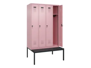 locker met bank,HxBxD 2120x1200x815mm,4vak,vak B 300mm,draaigrendel - 1
