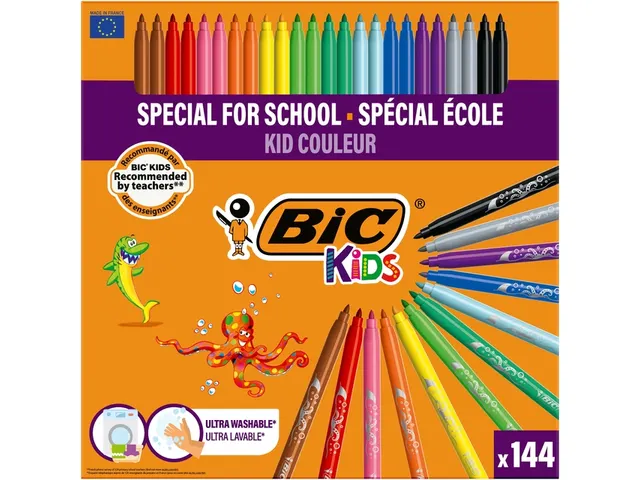 Kleurstiften BicKids couleur medium assorti schoolbox à 144 stuks