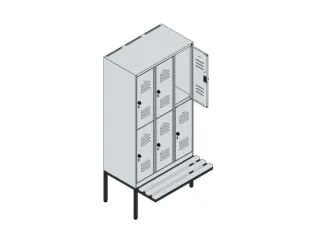 Dubbeldekse dekenkist,HxBxD 1950x900x815mm,3x2vak.,vak B 300mm - 3