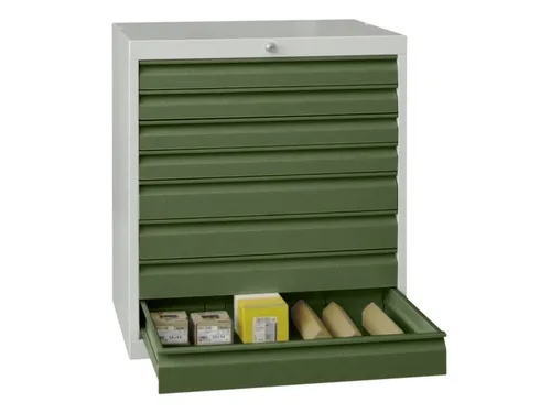 ladekast HxBxD 800x715x600mm 8laden slot RAL7035 front RAL6011