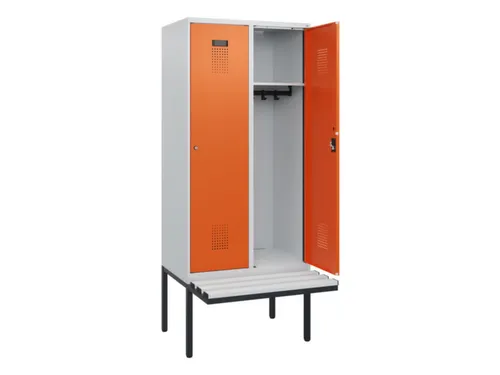 locker met bank,HxBxD 1950x800x815mm,2vak,vak B 400mm,cilinderslot