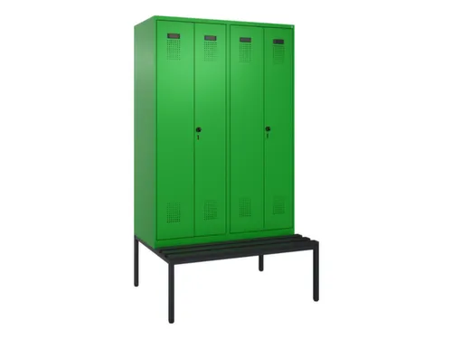 PBM-locker met bank,HxBxD 2120x1200x815mm,4vak,vak B 300mm