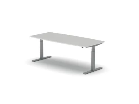 Elektrisch ihv Vergadertafel Vatvorm 2000x800mm Alu +Lichtgrijs Blad