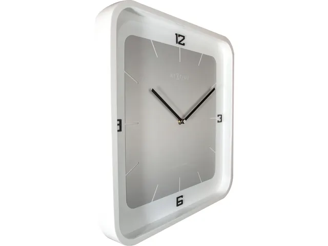 Wandklok NeXtime Square Wall 40x40x4cm wit cijfers