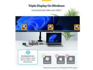 StarTech USB-C Docking Station 2x DP HDMI 4K60 100W PD - 3