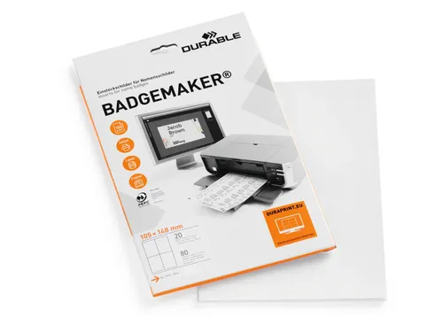 Badgekaart Durable 1420 bedrukbaar A6 80stuks