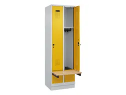 locker met bank,HxBxD 1950x600x815mm,2vak,vak B 300mm,draaigrendel
