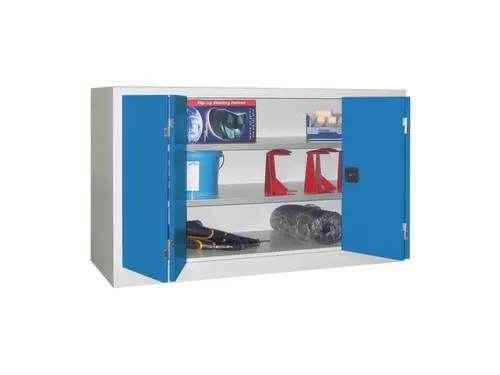 Vouwdeurkast 1000x1500x600mm 2legborden Verzinkt Ral7035 Front Ral5012