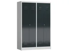 garderobekast HxBxD 1800x1185x500mm 4vak klink RAL7035 RAL7016